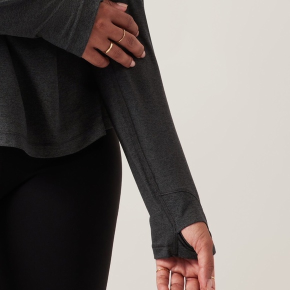 Athleta Uptempo II Long Sleeve Top Women’s 1X Black Heather Athleisure Workout - Picture 3 of 10